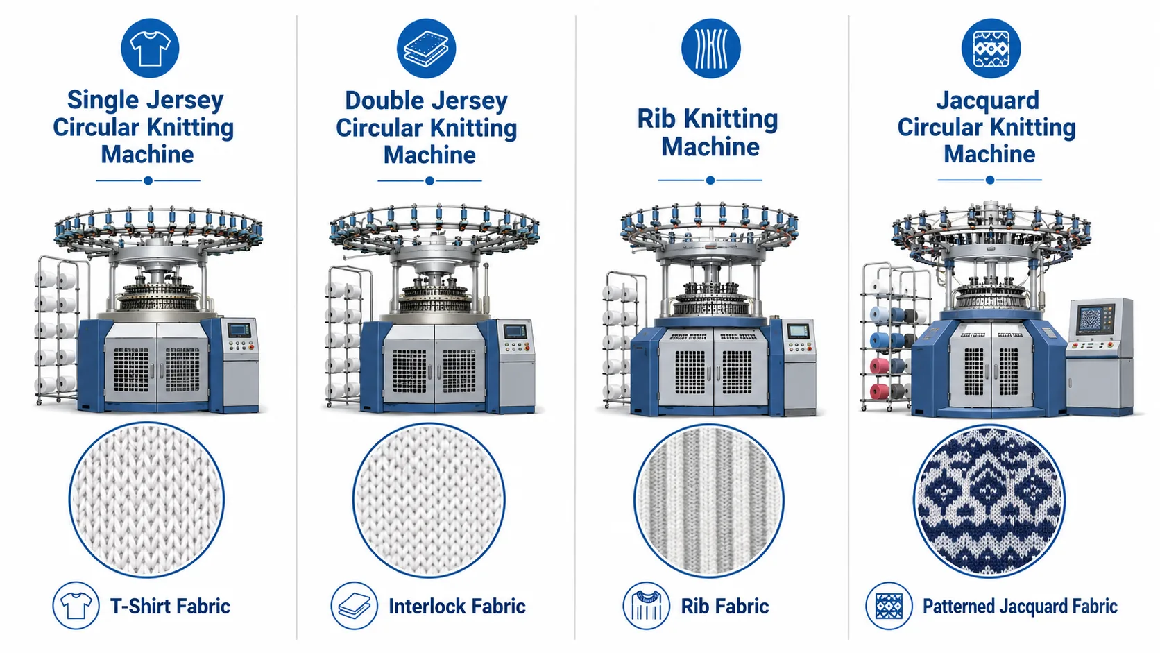 circular-knitting-machine-types tipos de máquinas de tricô circular