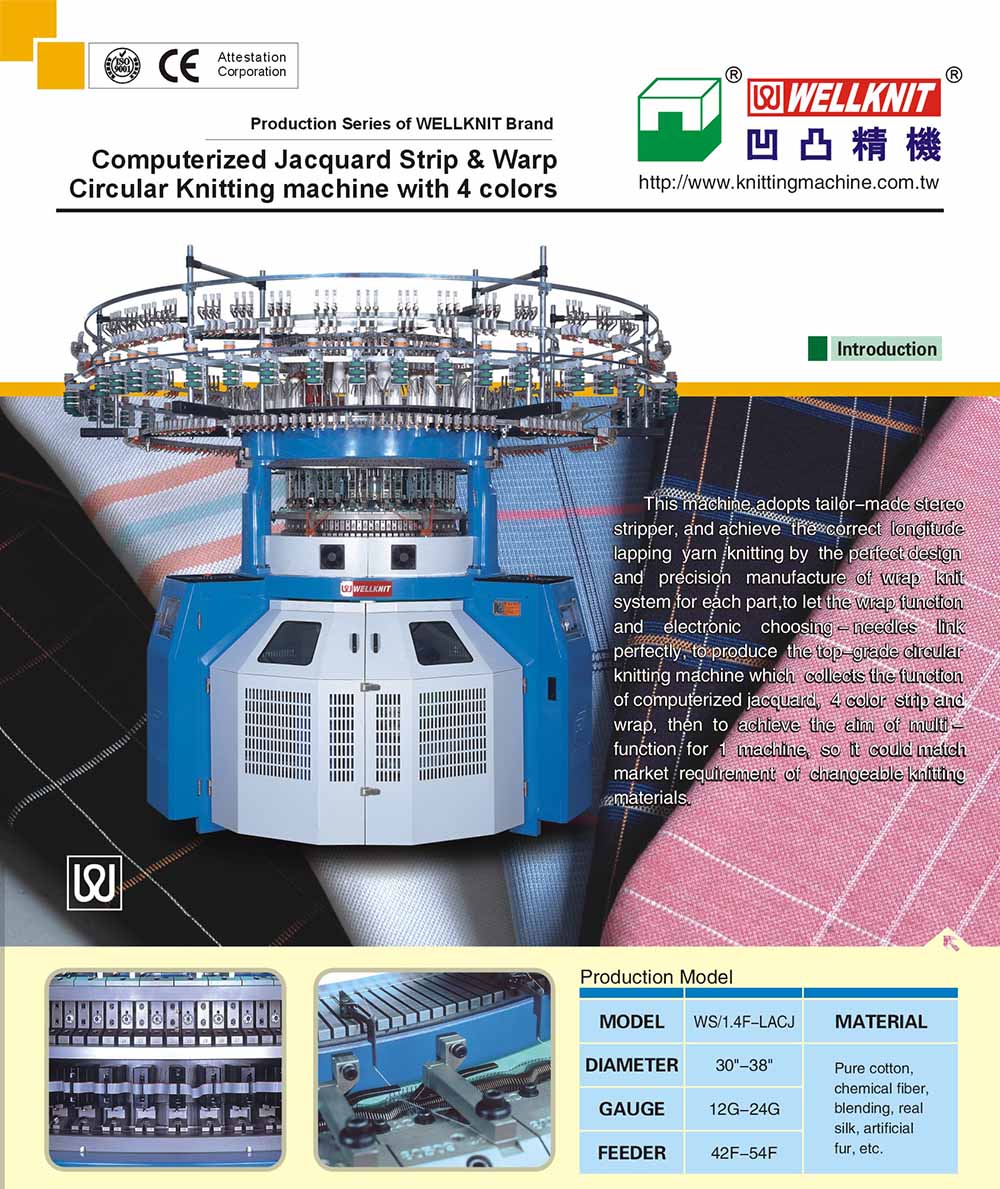 Máquina de tricô circular de tiras computadorizadas únicas e urdidura e decapadora automática de 4 ou 6 cores