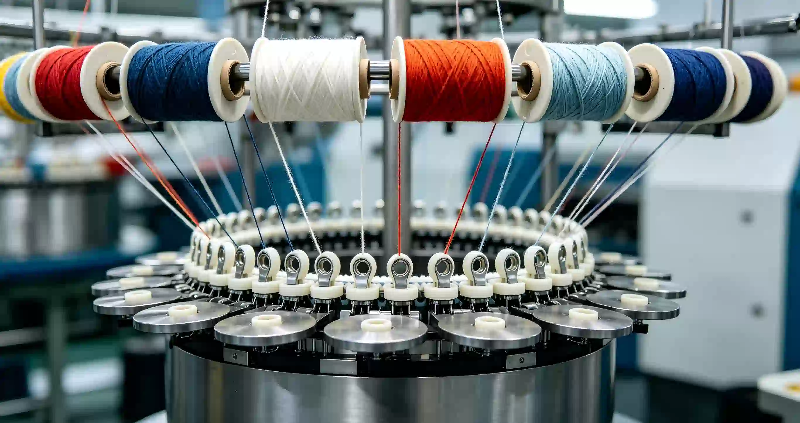 Configura&ccedil;&atilde;o de alimenta&ccedil;&atilde;o de fios para m&aacute;quinas de tric&ocirc; de meias industriais